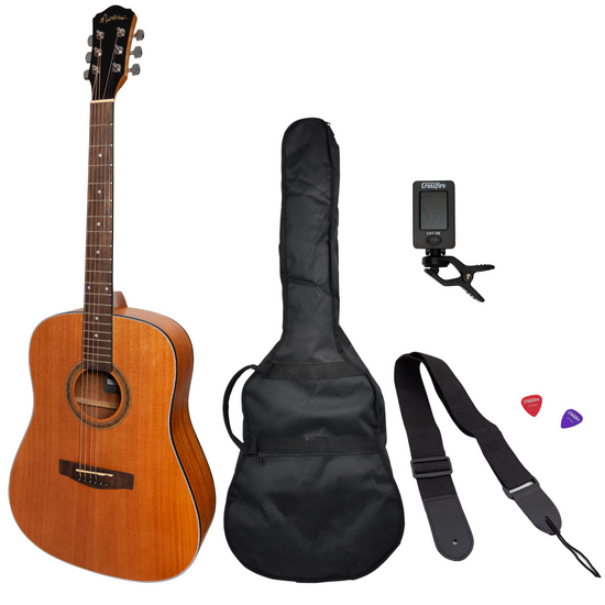 Martinez '41 Series' Dreadnought Acoustic Guitar Pack (Mahogany)