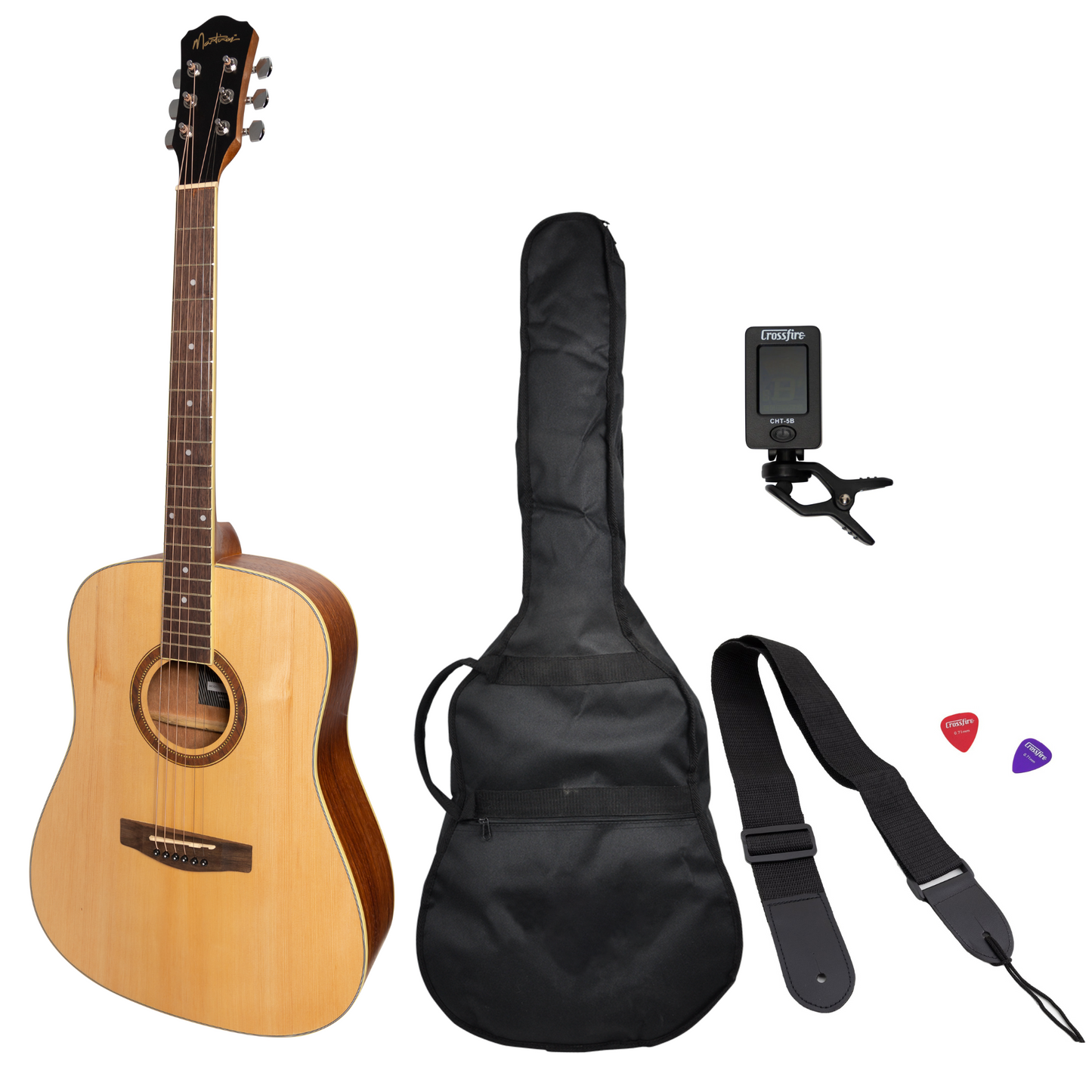 Martinez '41 Series' Dreadnought Acoustic Guitar Pack (Spruce/Rosewood)