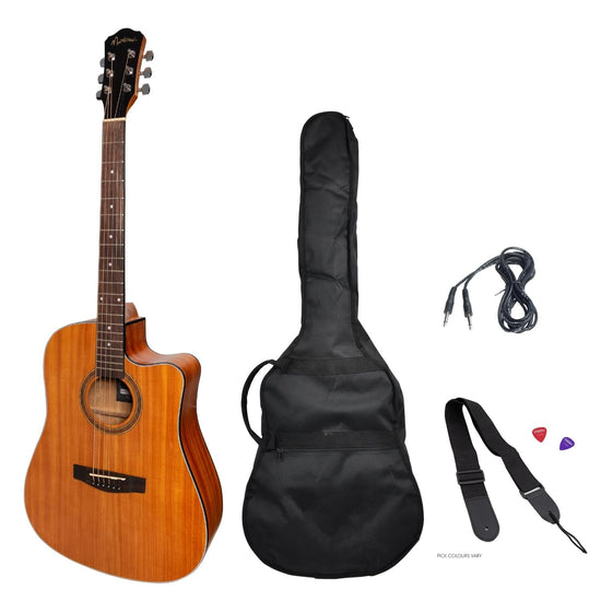 Martinez '41 Series' Dreadnought Cutaway Acoustic-Electric Guitar Pack (Mahogany)