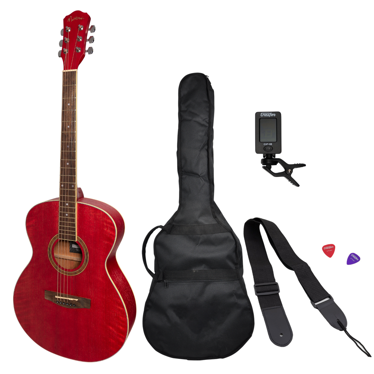 Martinez '41 Series' Folk Size Acoustic Guitar Pack (Pink)
