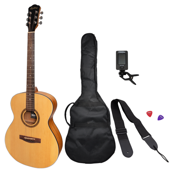 Martinez '41 Series' Folk Size Acoustic Guitar Pack (Spruce/Mahogany)
