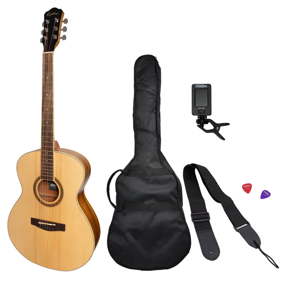 Martinez '41 Series' Folk Size Acoustic Guitar Pack (Spruce/Rosewood)