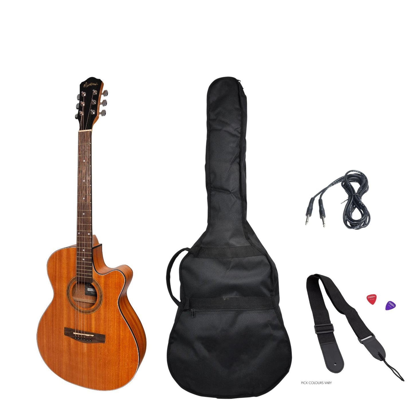 Martinez '41 Series' Folk Size Cutaway Acoustic-Electric Guitar Pack (Mahogany)
