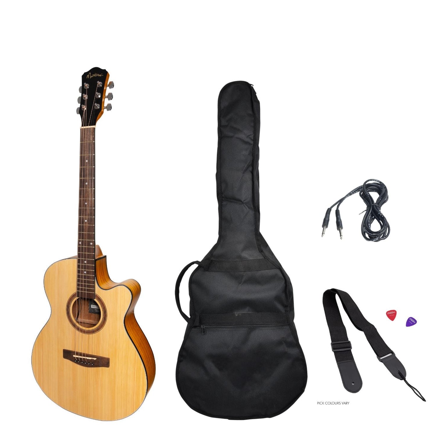 Martinez '41 Series' Folk Size Cutaway Acoustic-Electric Guitar Pack (Spruce/Koa)