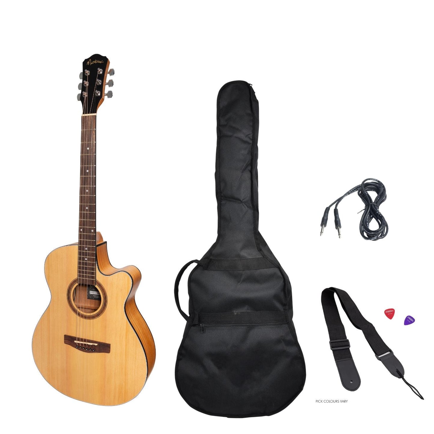 Martinez '41 Series' Folk Size Cutaway Acoustic-Electric Guitar Pack (Spruce/Mahogany)