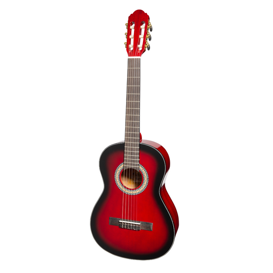 Martinez G-Series 3/4 Size Electric Classical Guitar with Tuner (Trans Wine Red-Gloss)