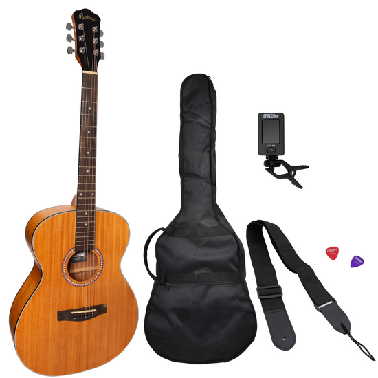 Martinez Left Hand '41 Series' Folk Size Acoustic Guitar Pack (Mahogany)