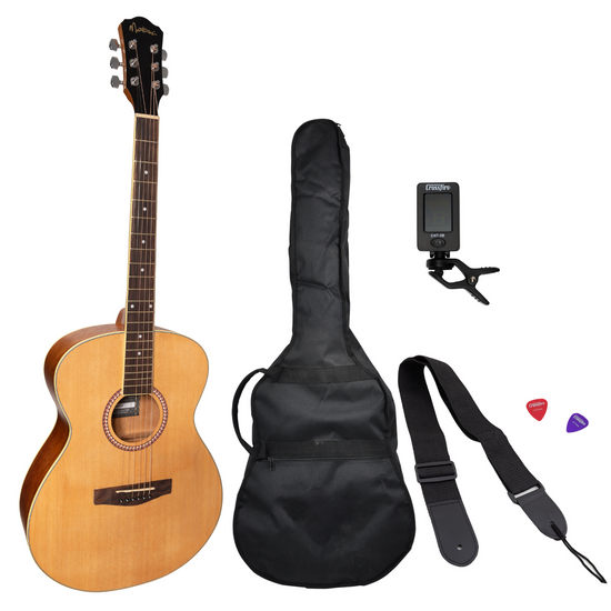 Martinez Left Hand '41 Series' Folk Size Acoustic Guitar Pack (Spruce/Rosewood)