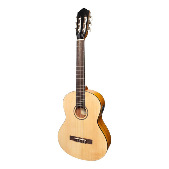 Martinez Left Handed 3/4 Size Student Classical Guitar with Built In Tuner (Spruce/Koa)