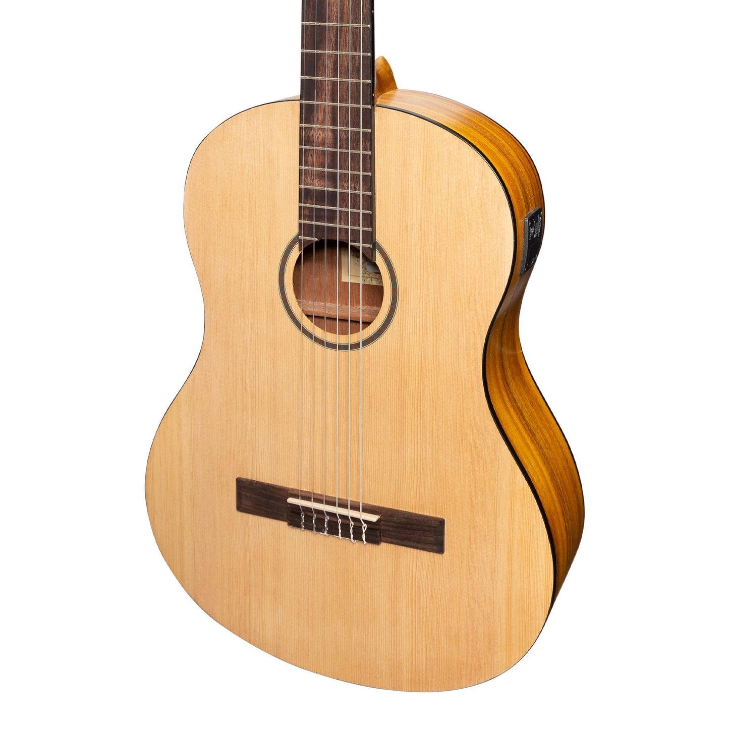 Martinez Left Handed Full Size Student Classical Guitar Pack with Built In Tuner (Spruce/Koa)