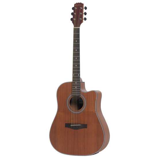 Martinez 'Mahogany Series' Mahogany Acoustic-Electric Dreadnought Cutaway Guitar (Natural Satin)