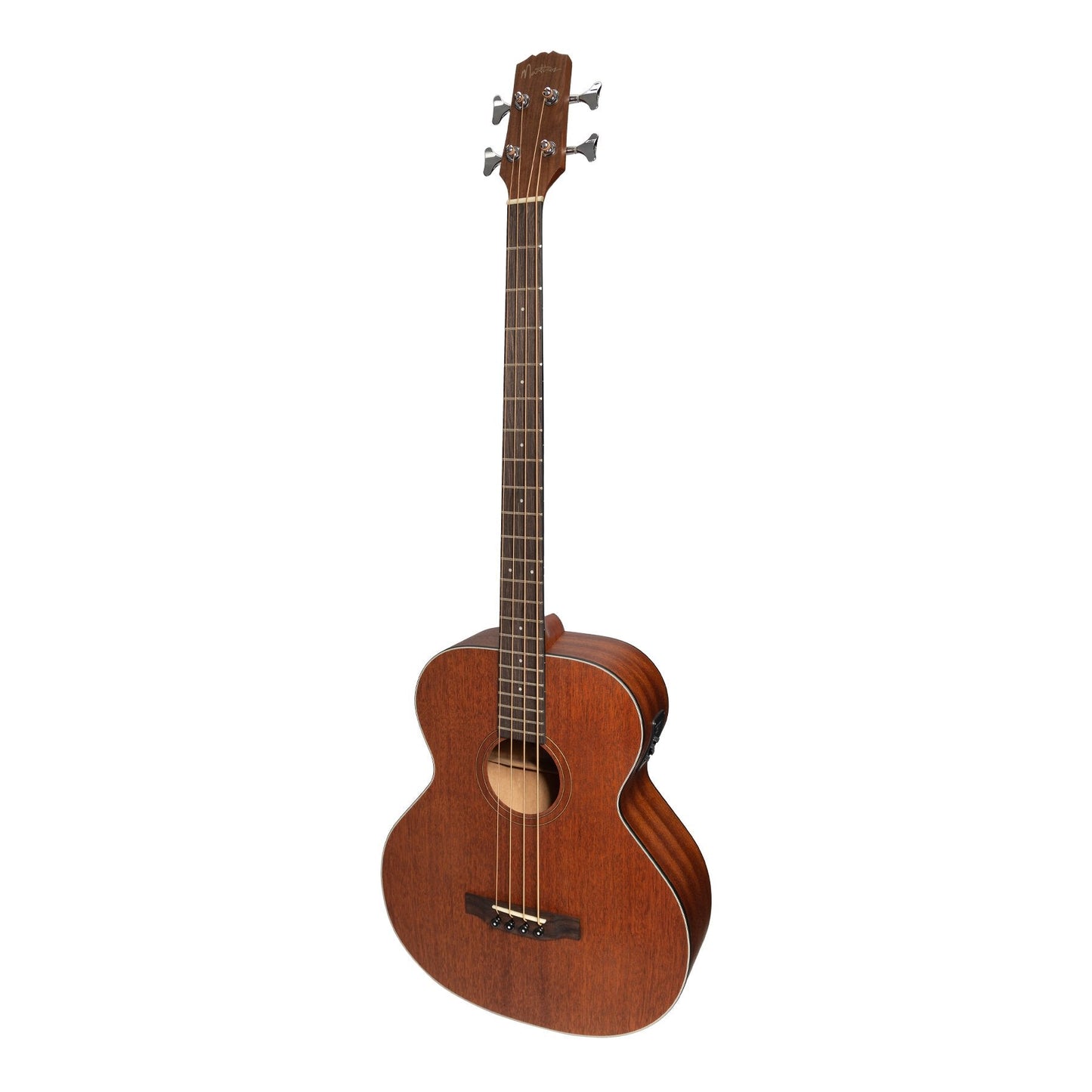 Martinez 'Natural Series' Left Handed Solid Mahogany Top Acoustic-Electric Bass Guitar (Open Pore)