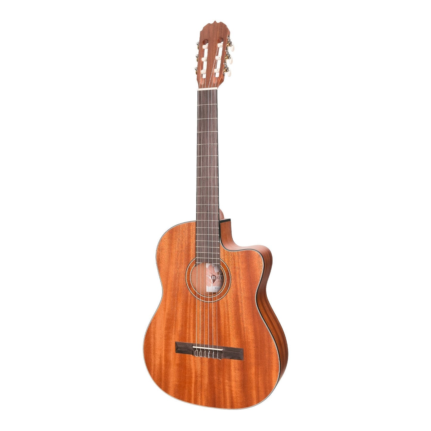 Martinez 'Natural Series' Mahogany Top Acoustic-Electric Classical Cutaway Guitar (Open Pore)