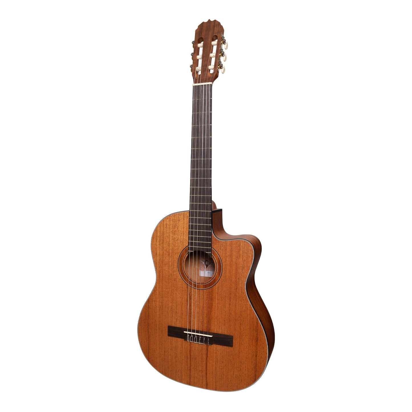 Martinez 'Natural Series' Solid Mahogany Top Acoustic-Electric Classical Cutaway Guitar (Open Pore)