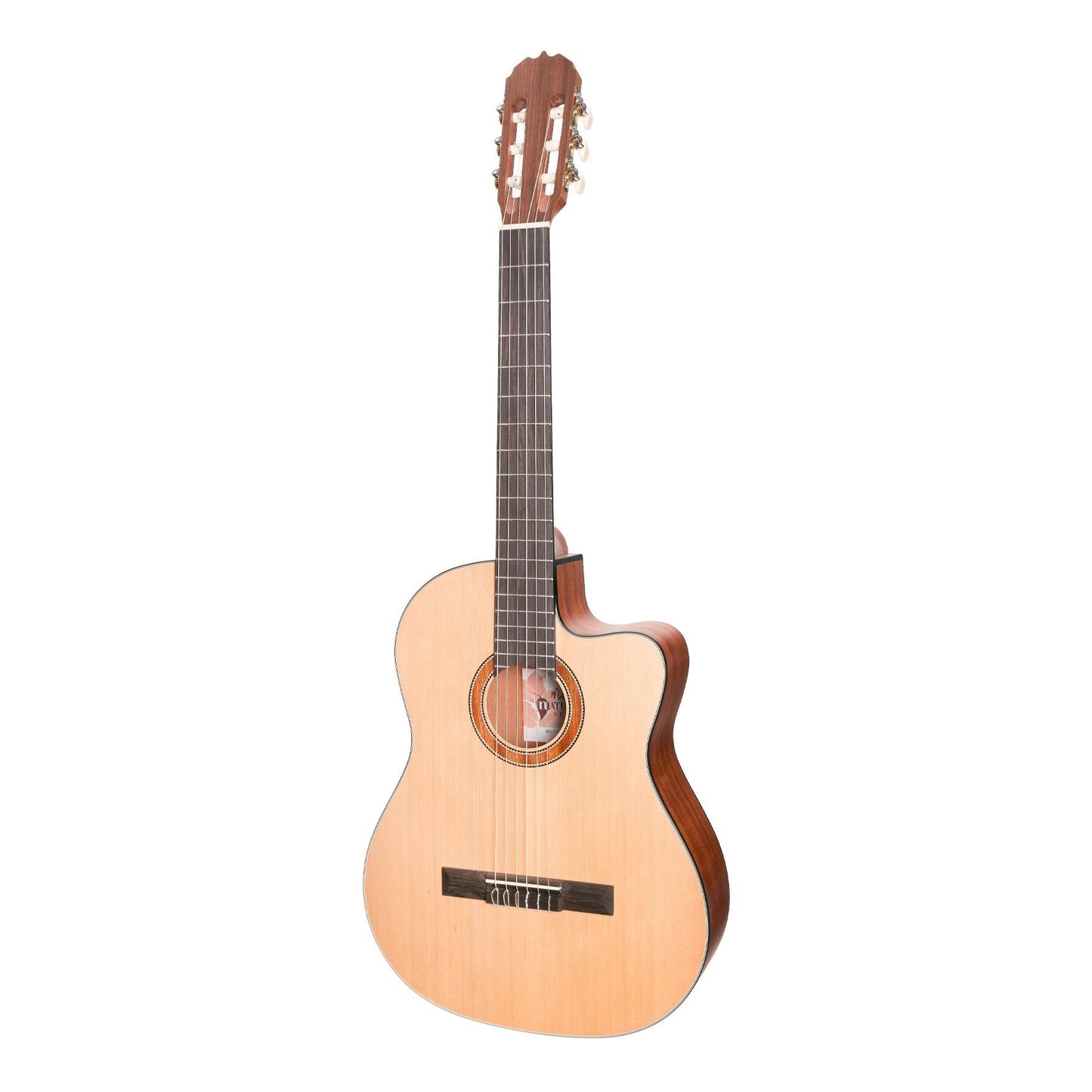 Martinez 'Natural Series' Spruce Top Acoustic-Electric Classical Cutaway Guitar (Open Pore)