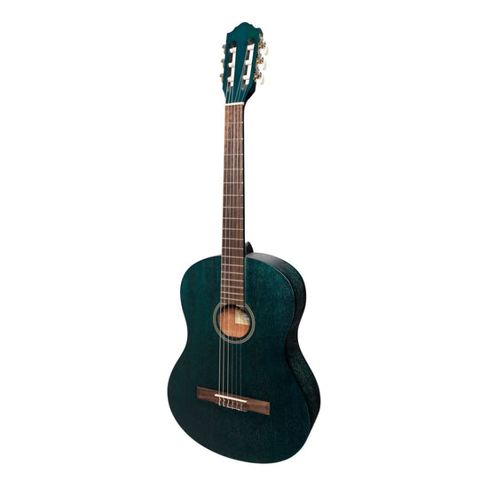 Martinez 'Slim Jim' Full Size Student Classical Guitar with Built In Tuner (Blue)