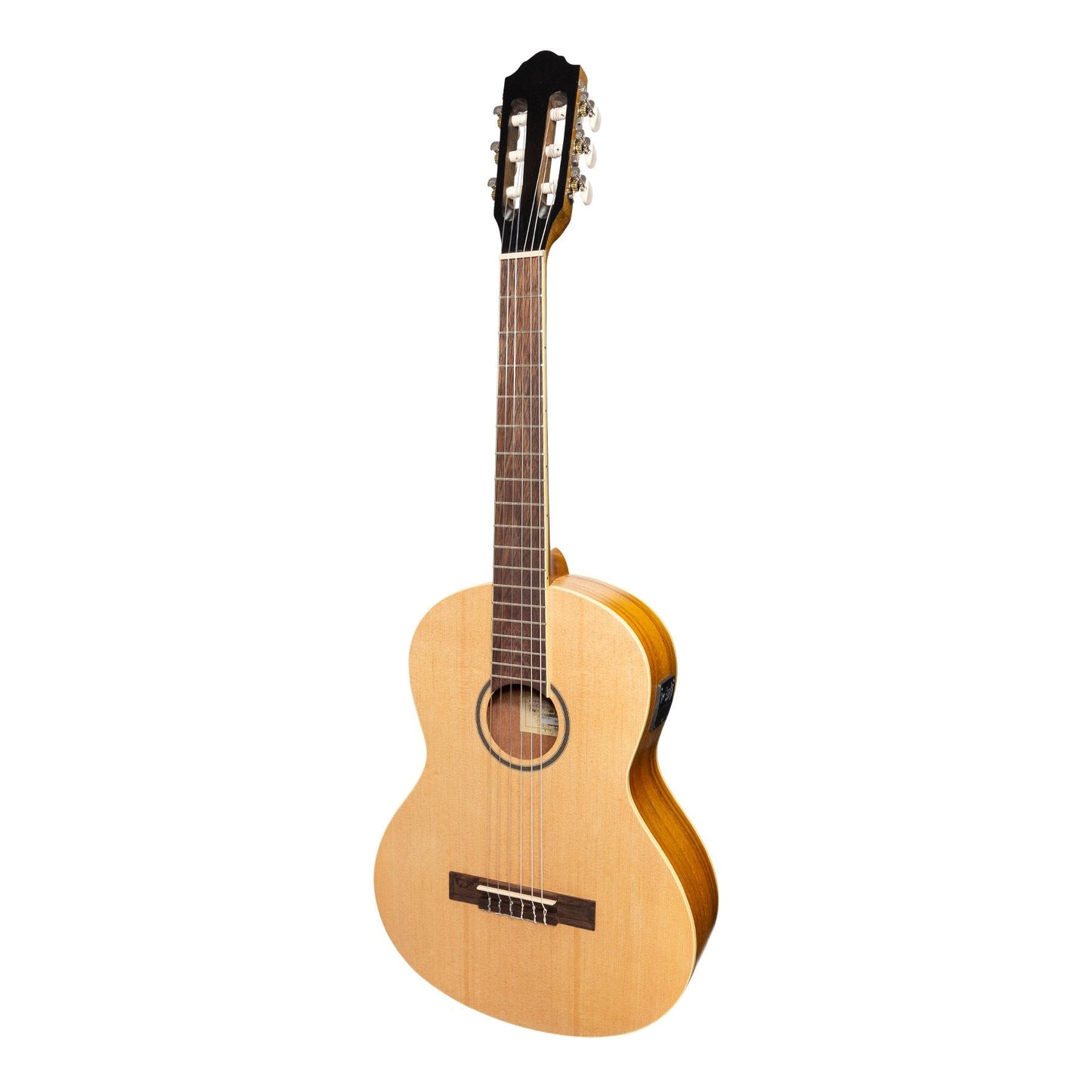 Martinez 'Slim Jim' Left Handed 3/4 Size Student Classical Guitar with Built In Tuner (Spruce/Koa)