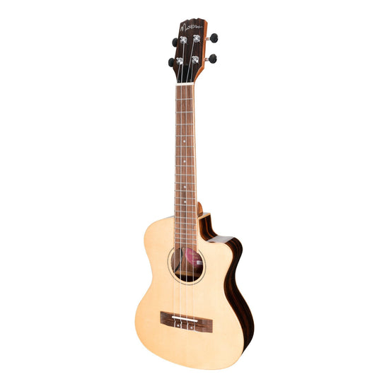 Martinez 'Southern Belle 7 Series' Spruce Solid Top Electric Cutaway Tenor Ukulele with Hard Case (Natural Gloss)