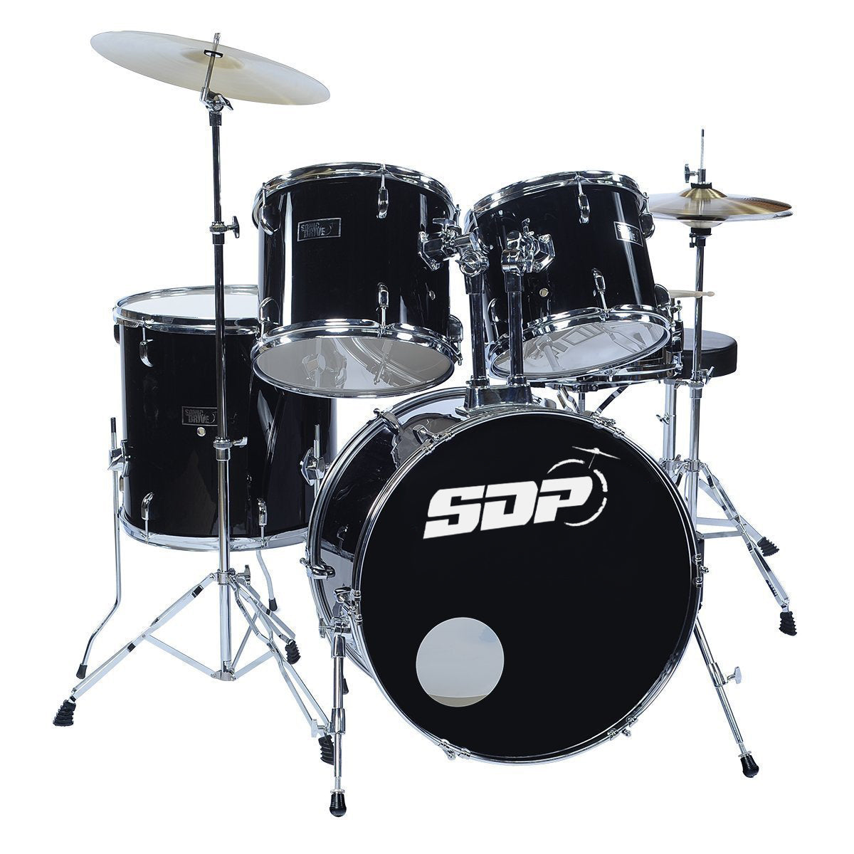 Sonic Drive 5-Piece Drum Kit with 22" Bass Drum (Black)