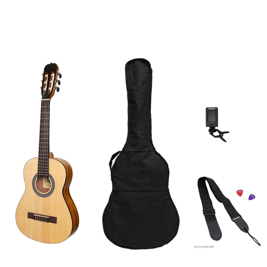 Sanchez 1/2 Size Student Classical Guitar Pack (Spruce/Koa)