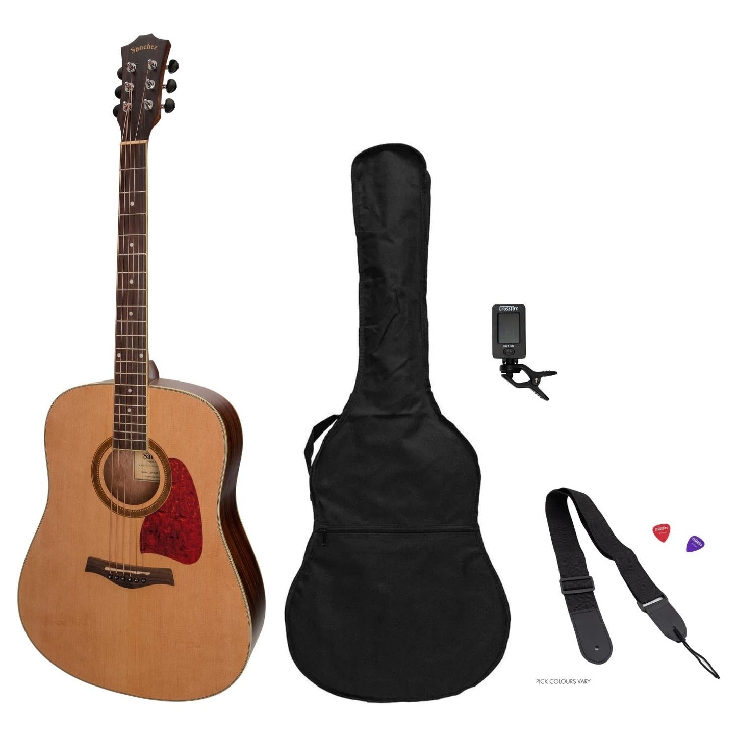 Sanchez Acoustic Dreadnought Guitar Pack (Spruce/Acacia)