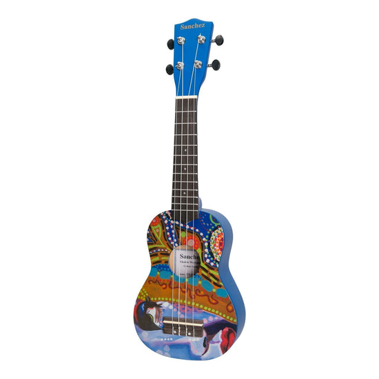 Sanchez 'Friendly Folk' Soprano Ukulele (Blue/Pattern)