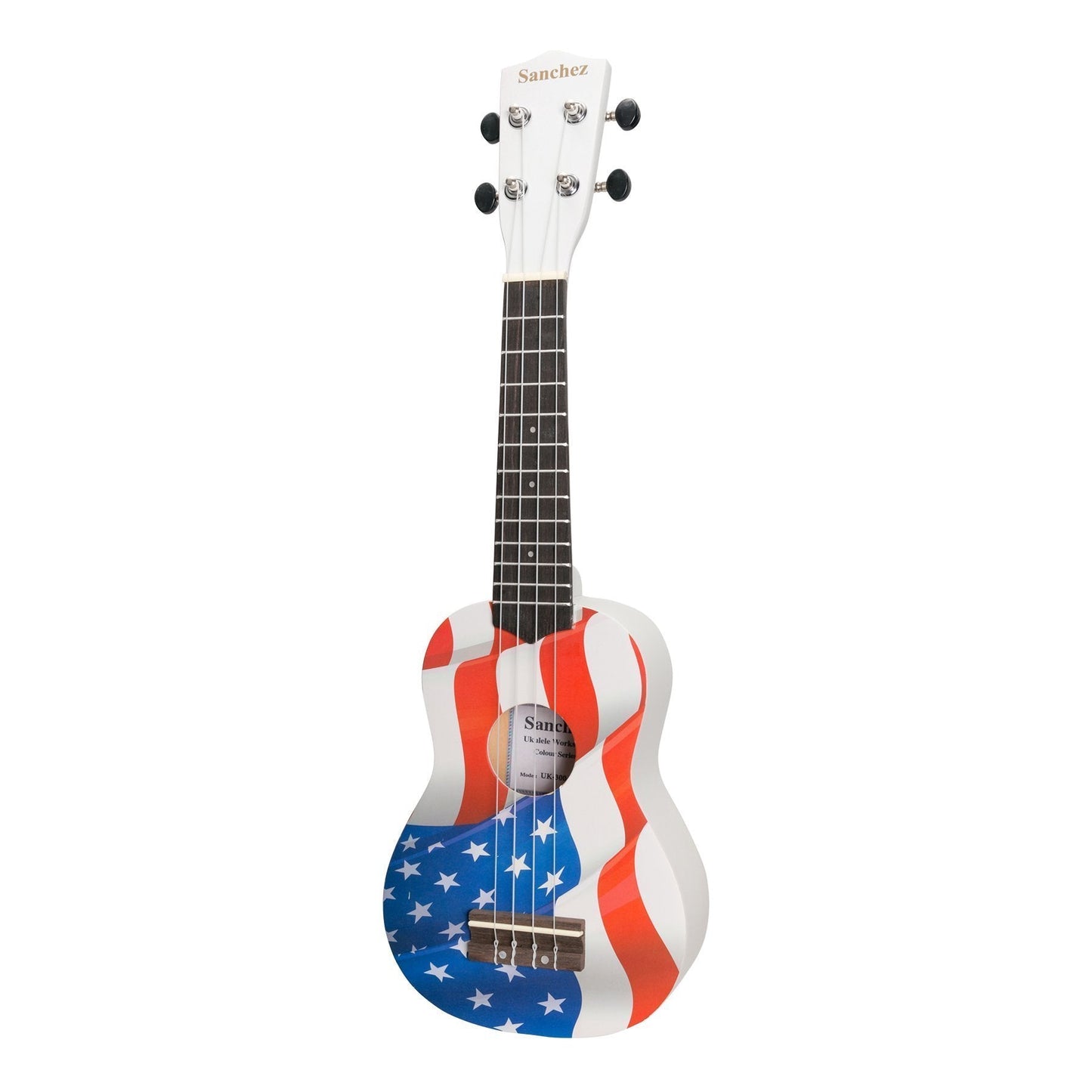 Sanchez 'Friendly Folk' Soprano Ukulele (White/USA Flag)