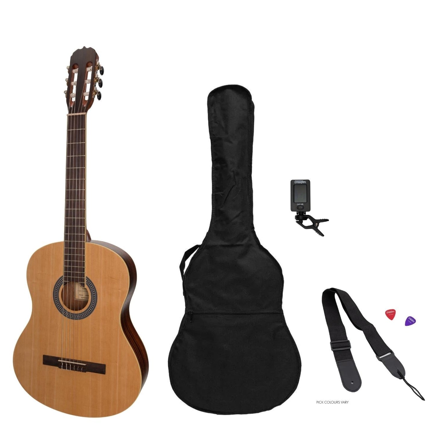 Sanchez Full-size Size Student Classical Guitar Pack (Spruce/Rosewood)