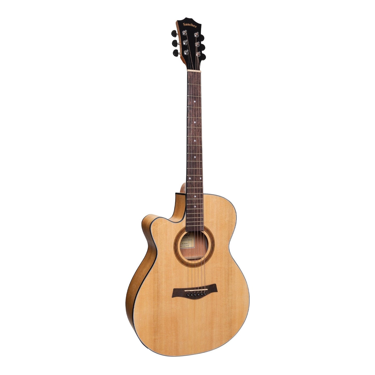 Sanchez Left Handed Acoustic-Electric Small Body Cutaway Guitar (Spruce/Acacia)