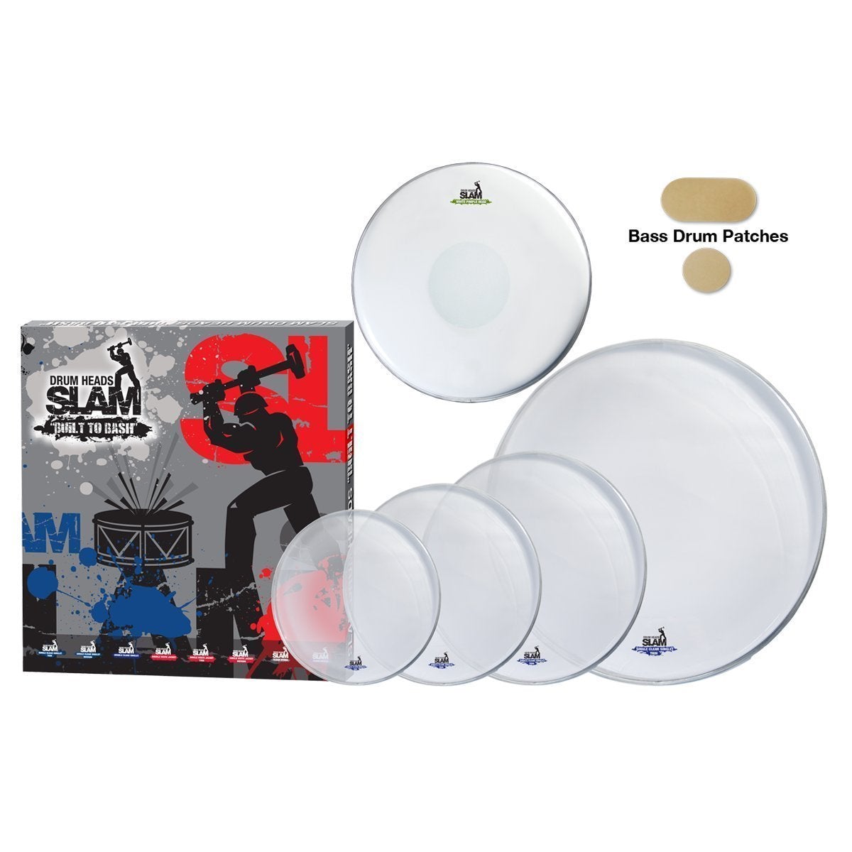Slam Single Ply Clear Drum Head Pack (10"T/12"T/14"T/14"S/20"BD)