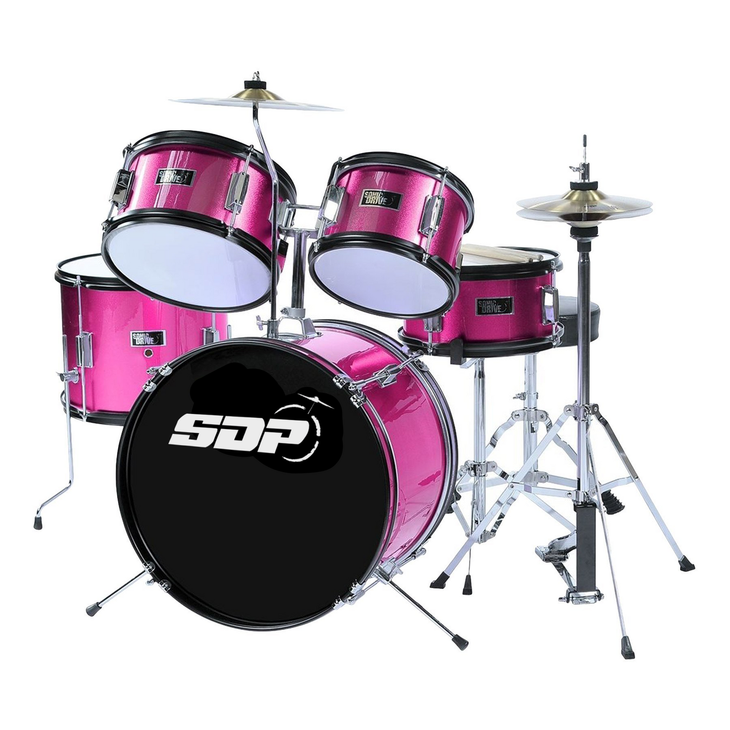 Sonic Drive 5-Piece Junior Drum Kit (Metallic Pink)