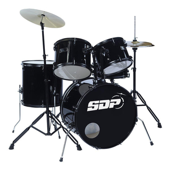 Sonic Drive 5-Piece Rock Drum Kit with 22" Bass Drum (Black w/ Matte Black Hardware)