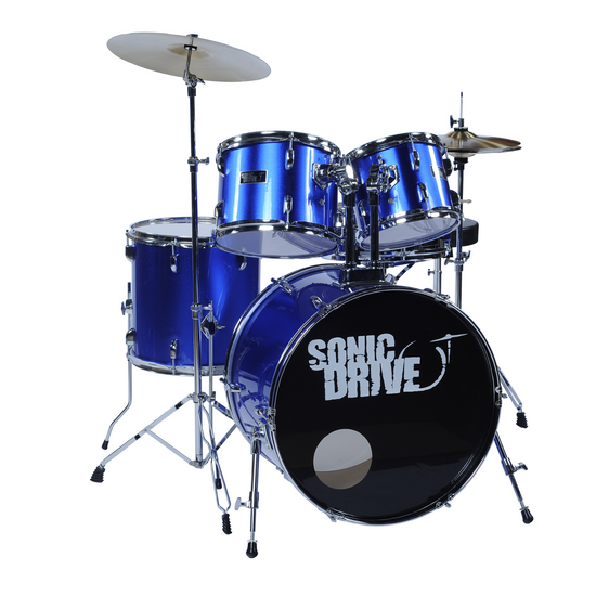 Sonic Drive 5-Piece Rock Drum Kit with 22" Bass Drum (Metallic Blue w/ Chrome Hardware)