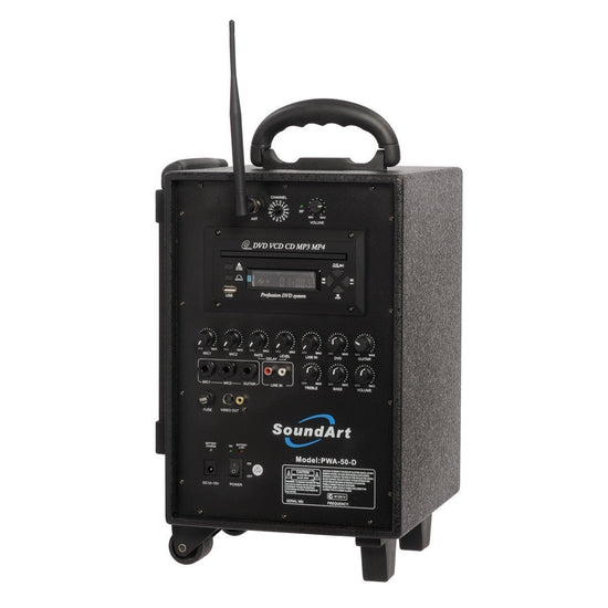SoundArt 50 Watt Rechargeable Wireless PA System with DVD Player