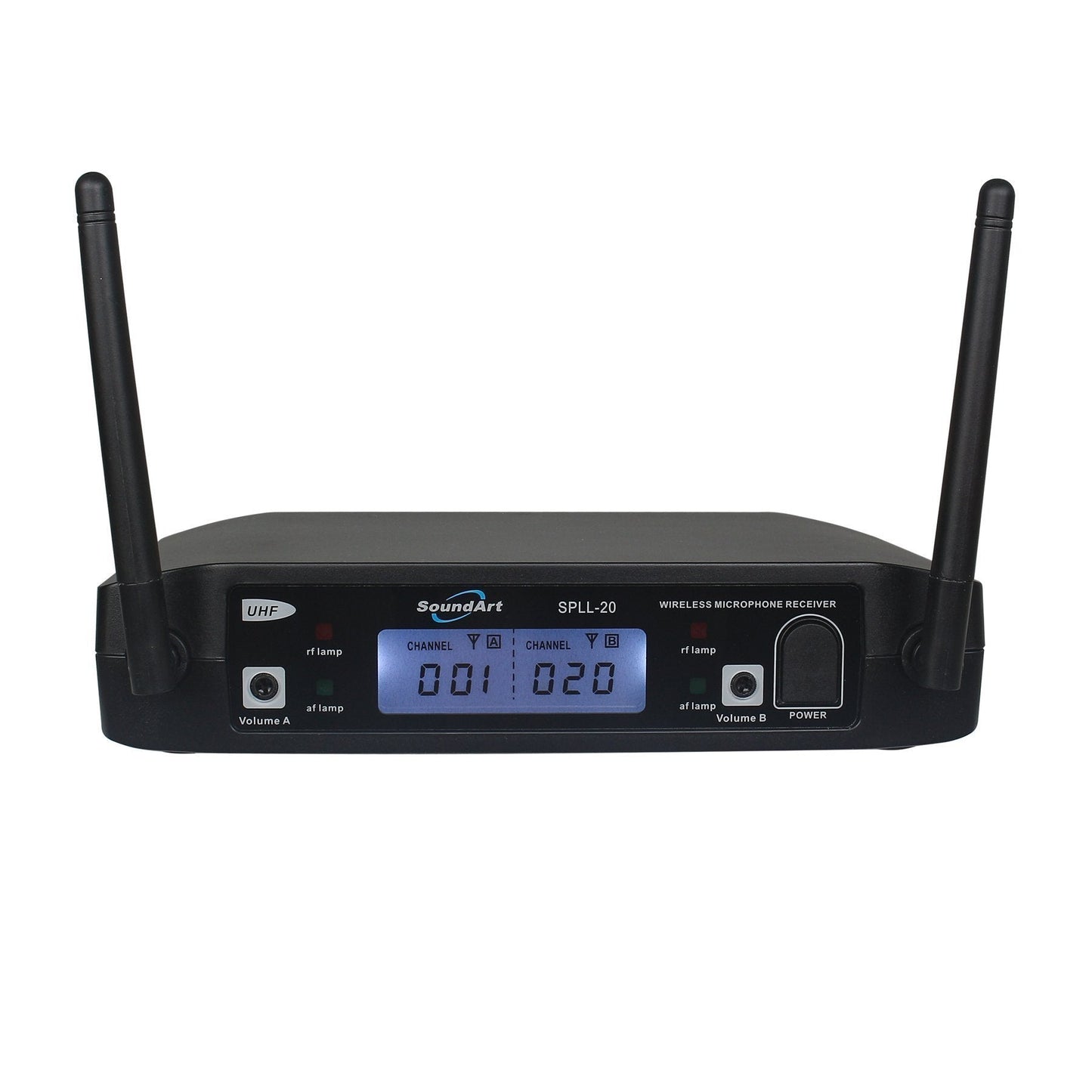 SoundArt Dual Channel UHF Wireless Microphone System with Lapel, Headset and Handheld Mics
