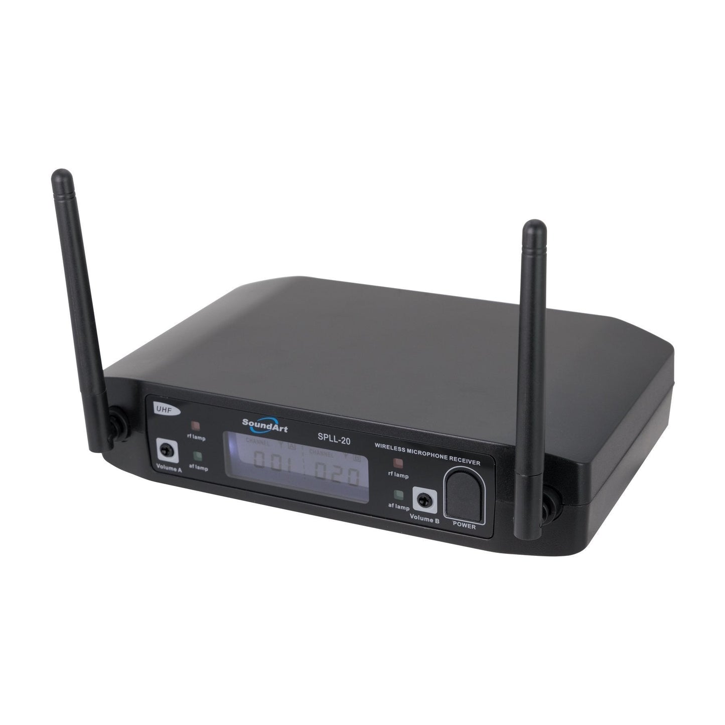 SoundArt Dual Channel UHF Wireless Microphone System with Lapel, Headset and Handheld Mics