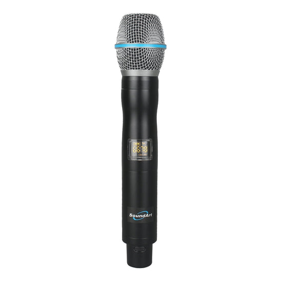SoundArt Dual Channel UHF Wireless Microphone System with Lapel, Headset and Handheld Mics