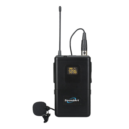 SoundArt Dual Channel UHF Wireless Microphone System with Lapel, Headset and Handheld Mics