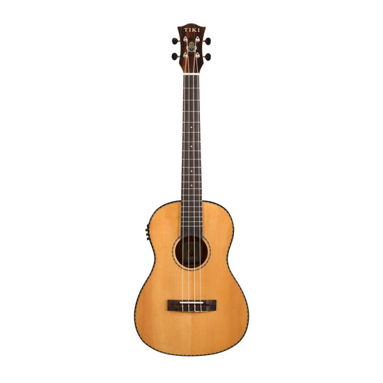 Tiki '22 Series' Spruce Solid Top Electric Baritone Ukulele with Hard Case (Natural Gloss)