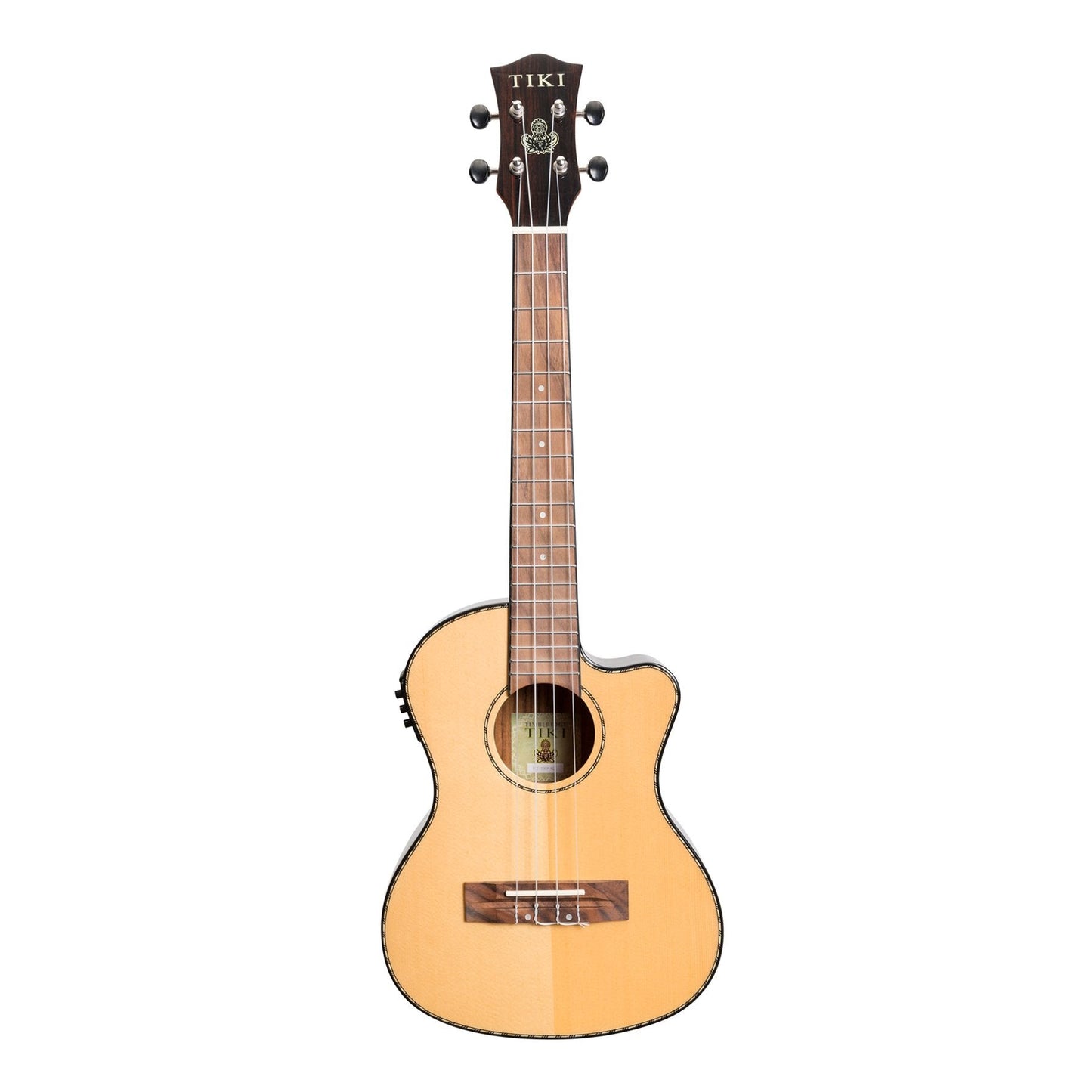 Tiki '22 Series' Spruce Solid Top Electric Cutaway Tenor Ukulele with Hard Case (Natural Gloss)