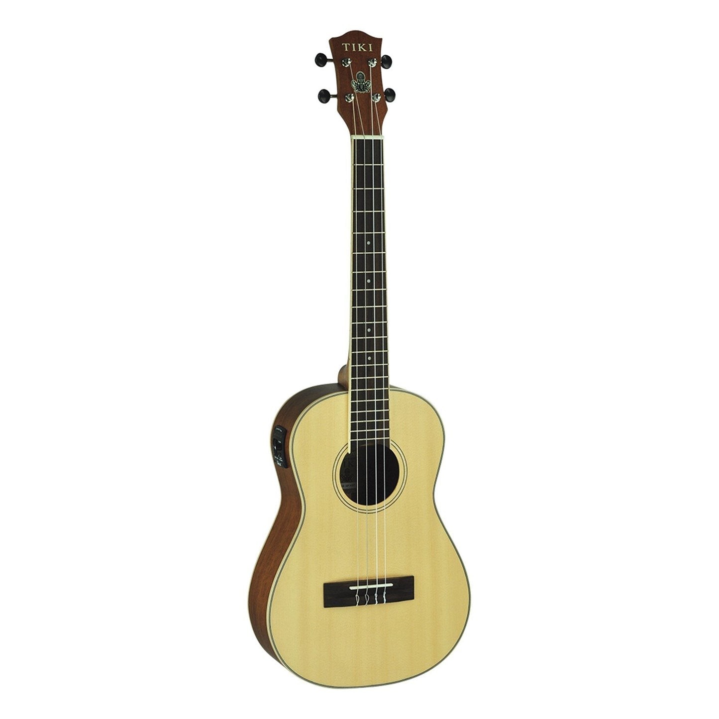 Tiki '6 Series' Spruce Solid Top Electric Baritone Ukulele with Hard Case (Natural Satin)