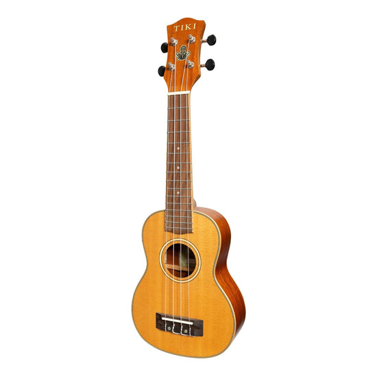 Tiki '6 Series' Spruce Solid Top Soprano Ukulele with Hard Case (Natural Satin)