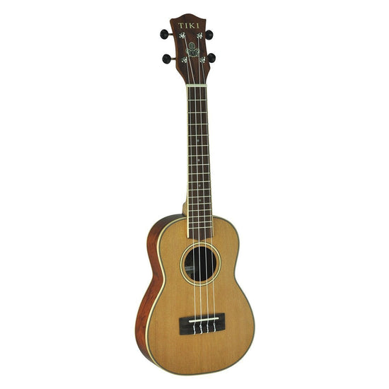 Tiki '7 Series' Cedar Solid Top Concert Ukulele with Hard Case (Natural Satin)