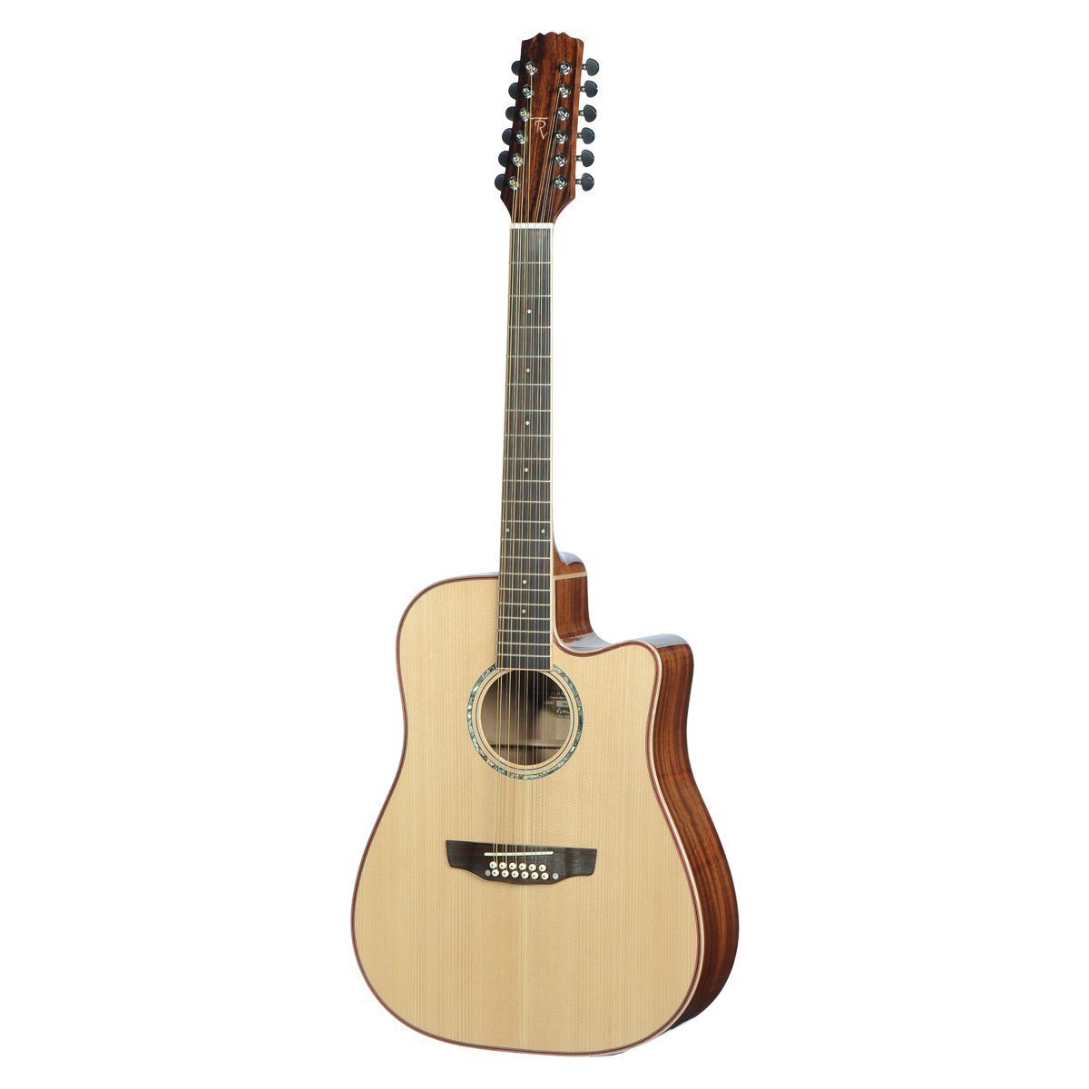 Timberidge '1 Series' 12-String Spruce Solid Top Acoustic-Electric Dreadnought Cutaway Guitar (Natural Gloss)