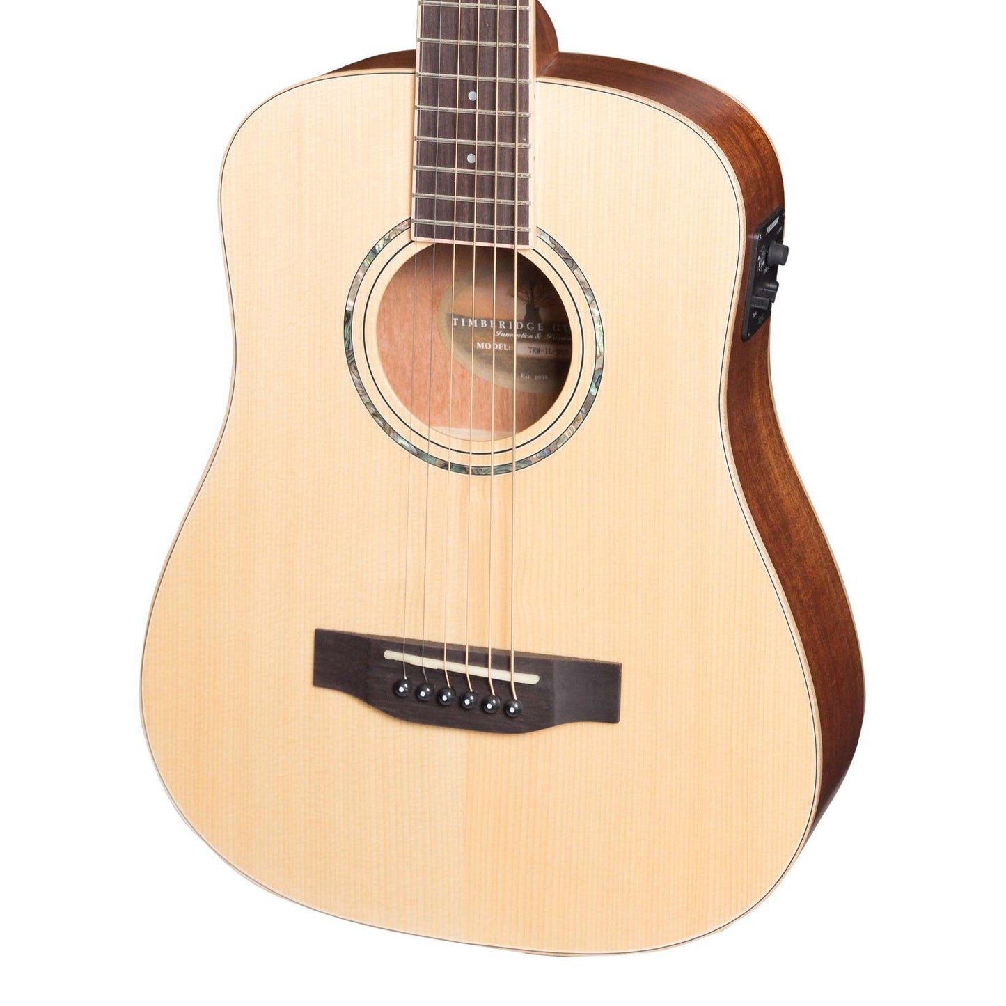 Timberidge '1 Series' Left Handed Spruce Solid Top Acoustic-Electric Traveller Mini Guitar (Natural Satin)