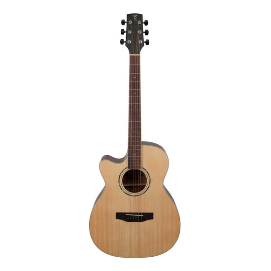 Timberidge '1 Series' Left Handed Spruce Solid Top & Mahogany Solid Back Acoustic-Electric Small Body Cutaway Guitar (Natural Satin)