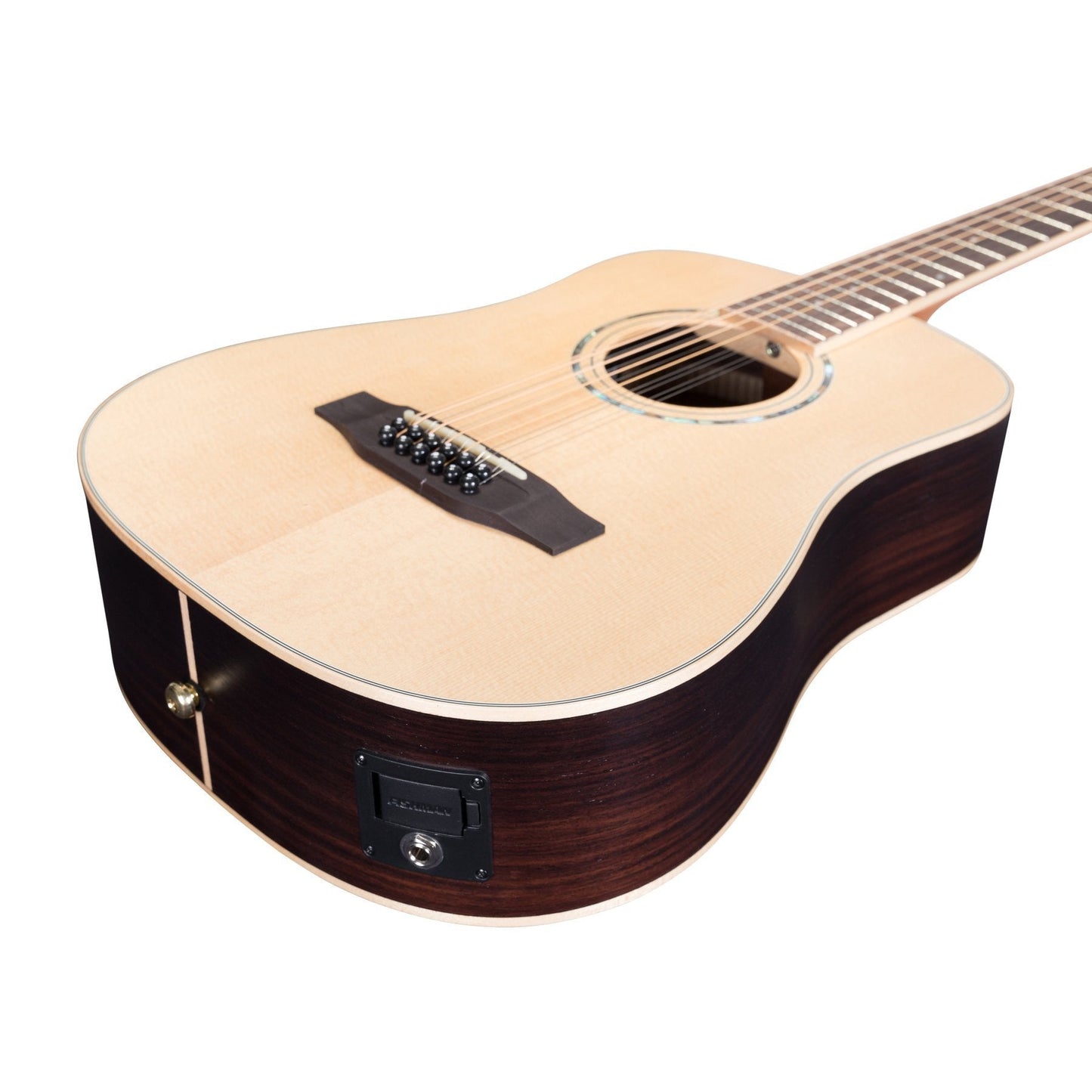 Timberidge '3 Series' 12-String Spruce Solid Top Acoustic-Electric Traveller Mini Guitar (Natural Satin)