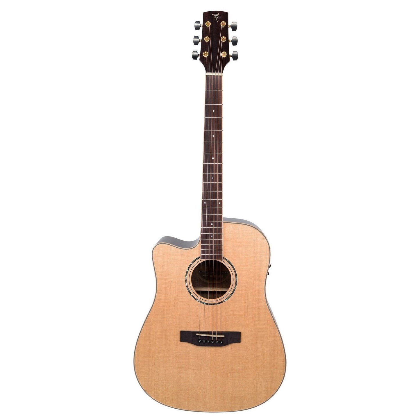 Timberidge '3 Series' Left Handed Spruce Solid Top Acoustic-Electric Dreadnought Cutaway Guitar (Natural Gloss)