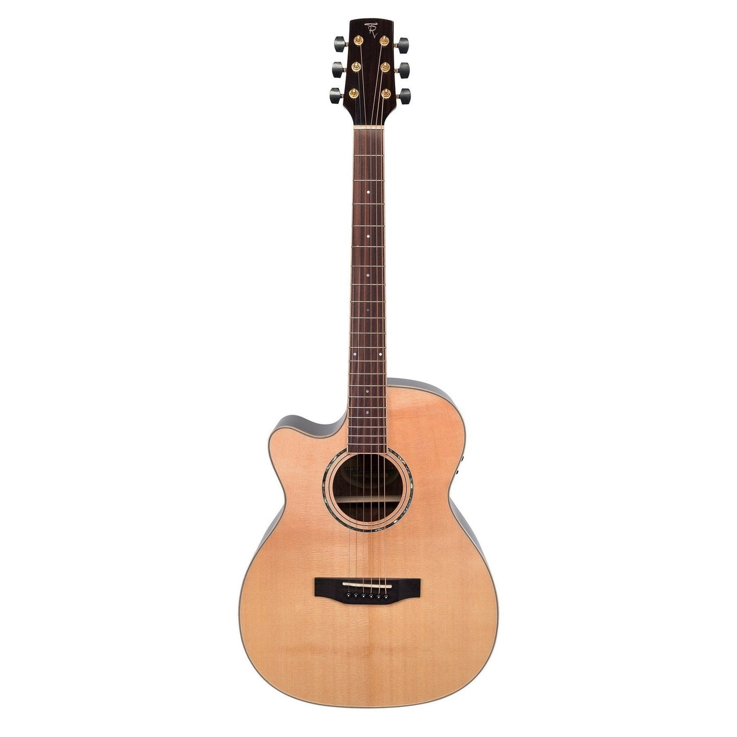 Timberidge '3 Series' Left Handed Spruce Solid Top Acoustic-Electric Small Body Cutaway Guitar (Natural Gloss)