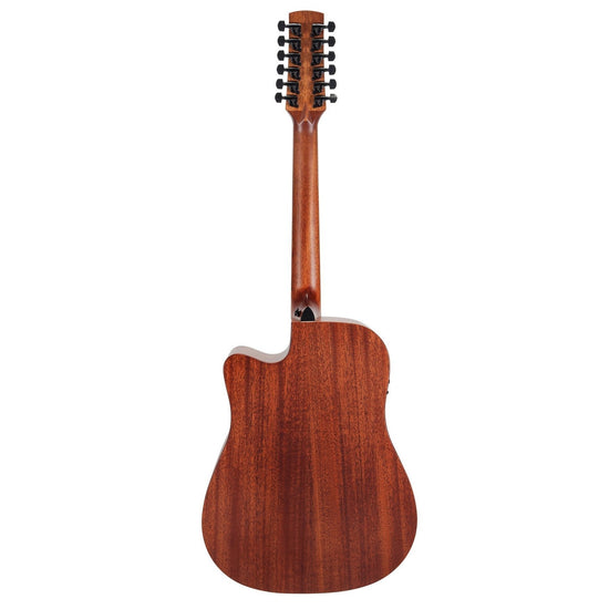 Timberidge 'Messenger Series' 12-String Mahogany Solid Top Acoustic-Electric Dreadnought Cutaway Guitar with 'Tree of Life' Inlay (Natural Satin)